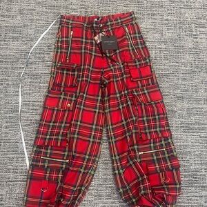 Cynthia Rowley Tartan Plaid Cargo Pants